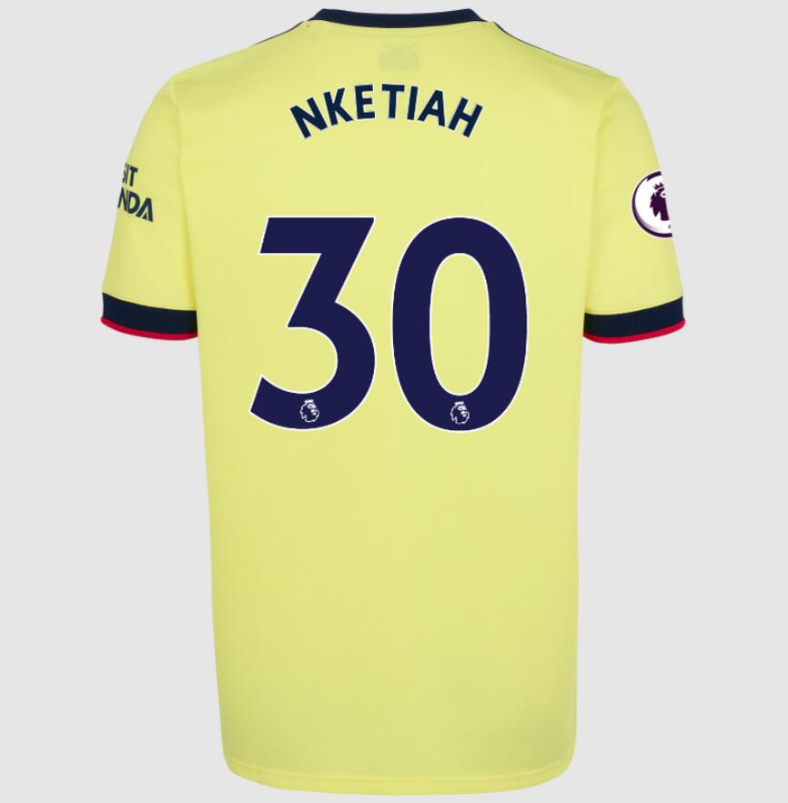 2021/22 Arsenal Away Kit Soccer Jersey with Eddie Nketiah 30 printing